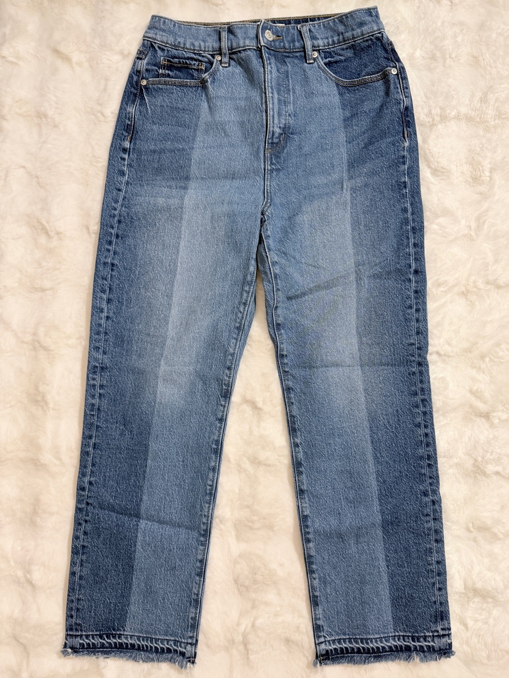 LOFT Two Tone High Rise Straight Leg Jeans Size 28